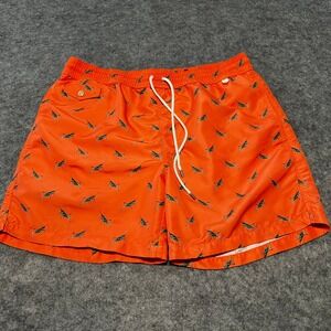 Polo Ralph Lauren Swim‎ Trunks Mens L Orange Grasshopper Print Beach Resort